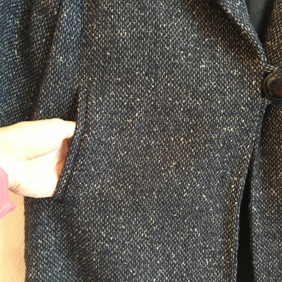 Cabi Blair Oversized Wool Jacket Pea Coat Tweed Navy Pockets #689 Fall Small - Picture 7 of 16